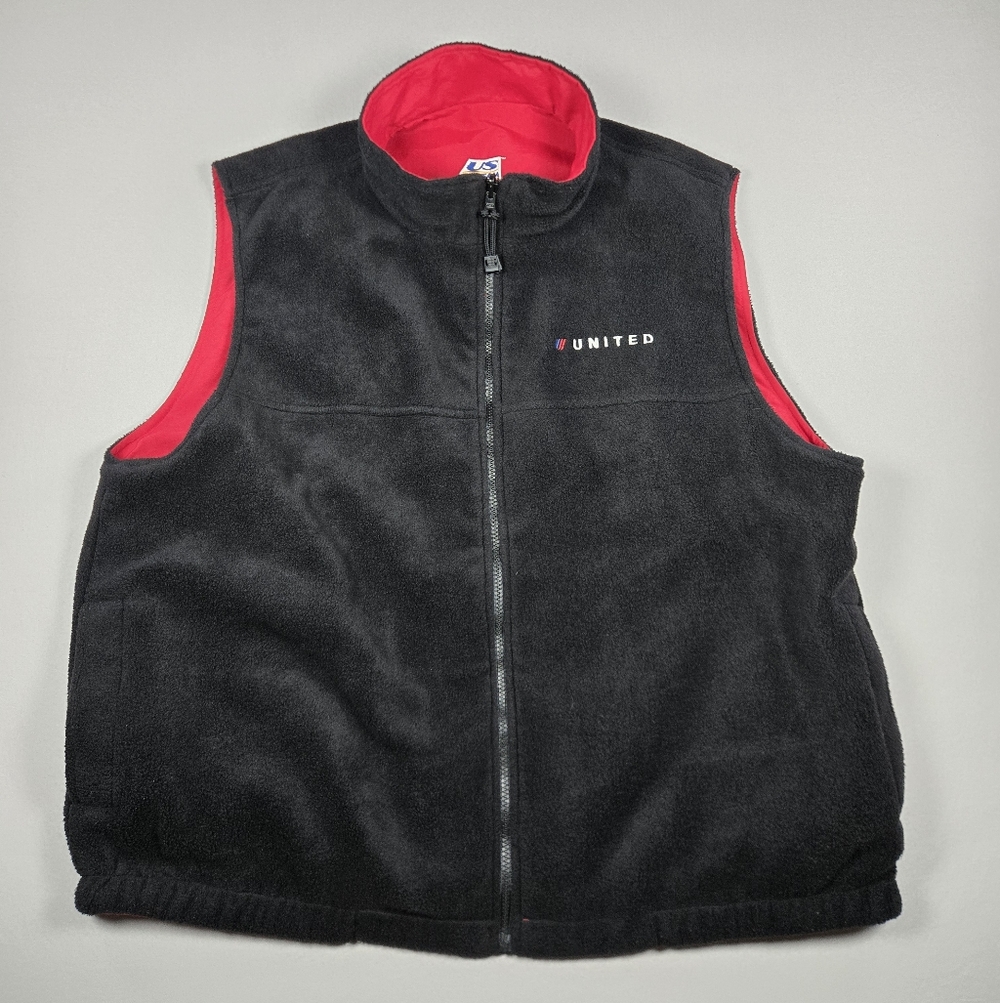 Vintage United Airlines US Ski Team Reversible Vest Red Black 2XL 3XL EUC